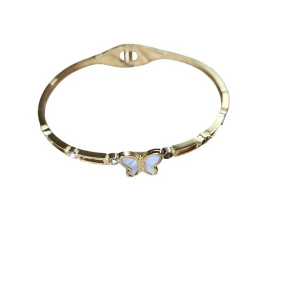 18K Gold-Plated Stainless-Steel Butterfly Bangle